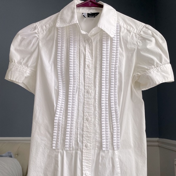 Victoria’s Secret Brand Moda International Tuxedo Style White Blouse - XS - Picture 1 of 4